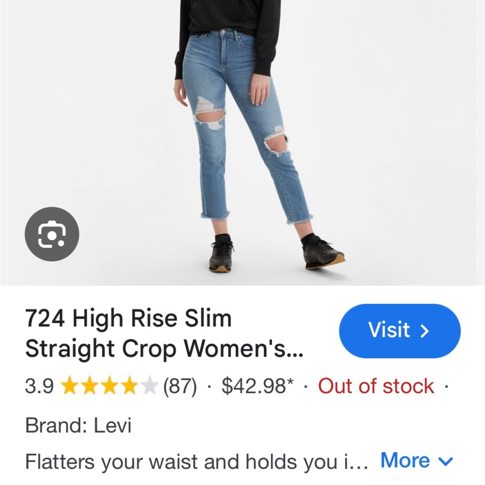 724 high rise slim straight crop distressed black jeans size 17 waist 33 euc
